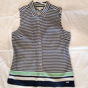 Blouse Nautica Size Lg Navy White & Green